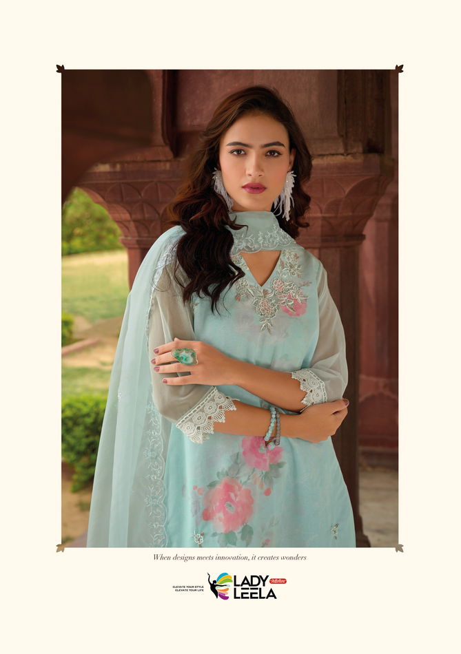 Summer Spring By Lady Leela Organza Embroidery Kurti With Bottom Dupatta Wholesale Shop In Surat